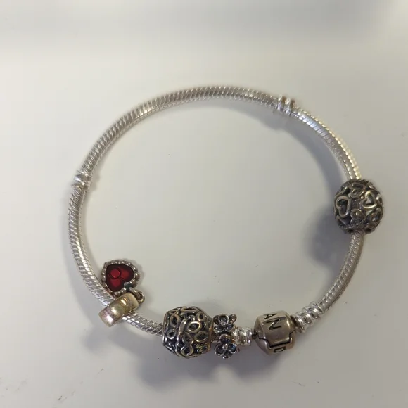 Pandora Ball Heart Flower Charm Bracelet Silver classic preppy magnetic - Picture 1 of 5